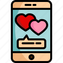 smartphone, love, romance, chat, like, communications, speech, bubble, heart