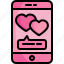 smartphone, love, romance, chat, box, like, communications, speech, bubble 