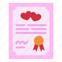 certificate, love, wedding, paper, heart, document