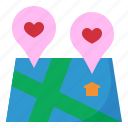 location, love, wedding, pin, heart, map
