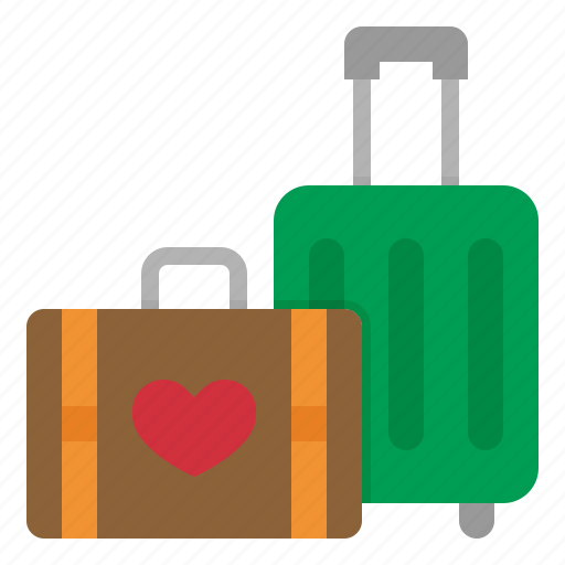 Suitcase, honeymoon, travel, bag, love, heart icon - Download on Iconfinder