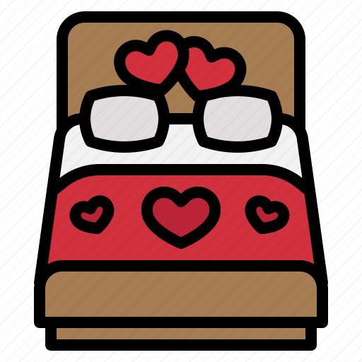 Bed, wedding, love, heart, room, valentine icon - Download on Iconfinder