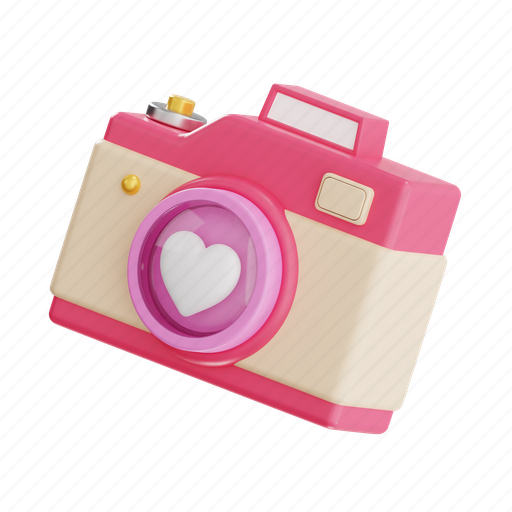 Camera, love, heart, wedding, photography, valentine 3D illustration - Download on Iconfinder