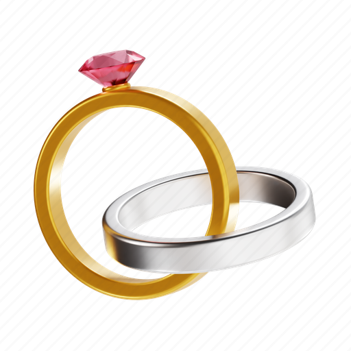 Wedding, rings, engagement, diamond, marriage, jewelry, valentine 3D illustration - Download on Iconfinder