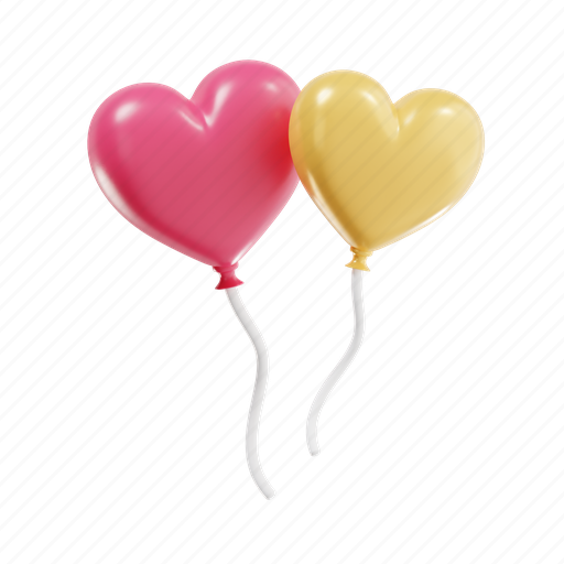 Wedding, balloon, love, party, balloons, heart 3D illustration - Download on Iconfinder