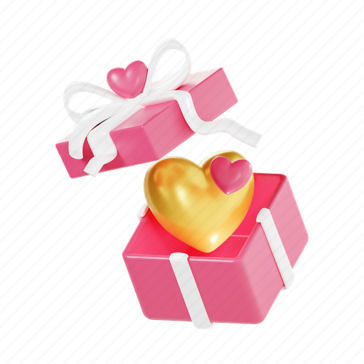 Gift, present, love, wedding, heart, valentine 3D illustration - Download on Iconfinder