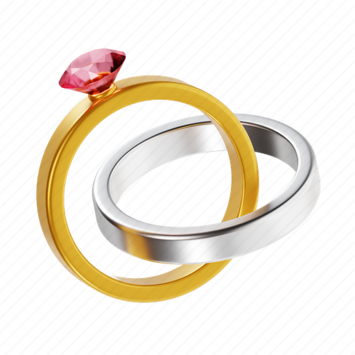 Wedding, rings, engagement, diamond, marriage, jewelry, valentine 3D illustration - Download on Iconfinder