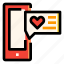 box, chat, heart, love, smartphone, wedding 