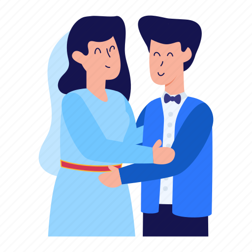 Bride and groom, newlywed, happy couple, newly married, spouse illustration - Download on Iconfinder