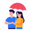 life partners, umbrella spouse, umbrella couple, umbrella romance, rain couple 
