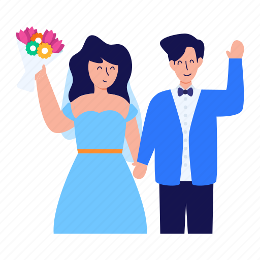 Newlywed, husband wife, bride groom, spouse, couple illustration - Download on Iconfinder