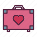 heart, love, romance, suitcase of love, valentine, valentines day, wedding