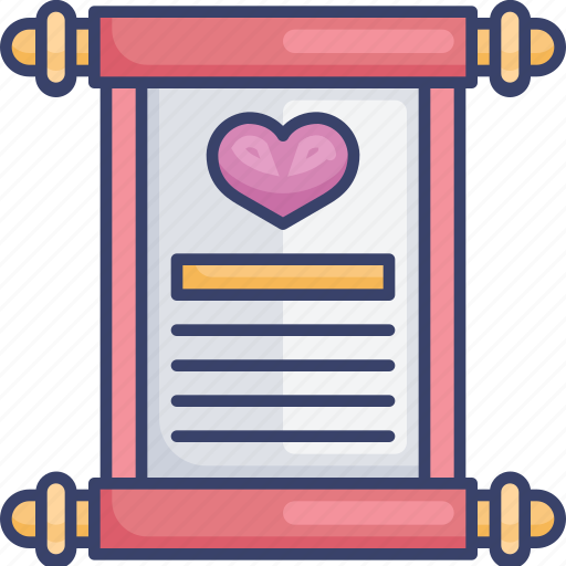 Contract, heart, marriage, romance, scroll, union icon - Download on Iconfinder