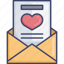 communication, envelope, heart, invitation, mail, message, wedding
