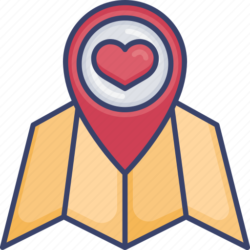 Heart, location, map, navigation, pin, pointer, venue icon - Download on Iconfinder