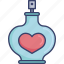 bottle, fragrance, heart, perfume, romance, smell 
