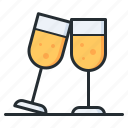 champagne, wedding, glasses, toast