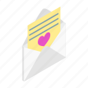 envelope, heart, isometric, letter, love, mail, stamp