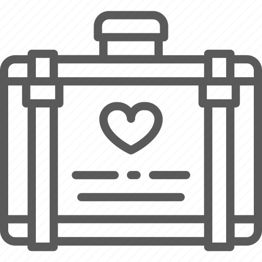 Bag, heart, holiday, honeymoon, luggage, suitcase, wedding icon - Download on Iconfinder