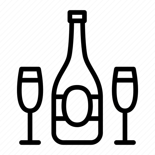 Bottle, celebration, champagne, engagement, glass, marriage, wedding icon - Download on Iconfinder