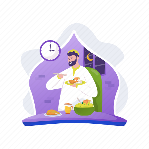 Meal, eat, sahur, suhoor, tradition, ramadan, iftar illustration - Download on Iconfinder