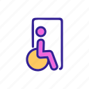 door, electric, handicapped, invalid, manual, outline, wheelchair 