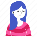 avatar, girl, long hair, people, sad, stripes shirt, woman