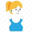 avatar, expression, girl, gym, people, ponytail, woman