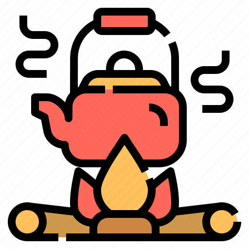 Bonfire, campfire, camping, flame, teapot icon - Download on Iconfinder