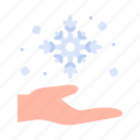 hand, cold, weather, snowflake