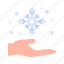 hand, cold, weather, snowflake 