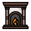 fireplace, chimney, fire, interior, winter 