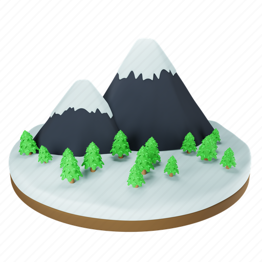 Mountain, snow, winter, landscape, nature, travel, view 3D illustration - Download on Iconfinder