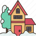 house, winter, snow, estate, yard