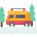 bus, winter, road, travel, transport
