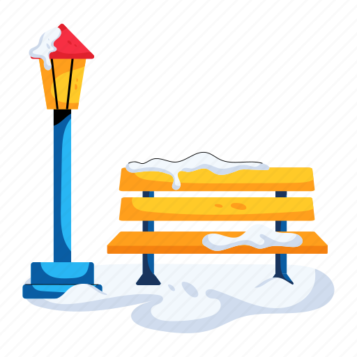 Winter garden, winter park, garden bench, park bench, street bench icon - Download on Iconfinder