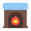 fireplace, chimney, flame, warm, winter 
