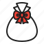 bag, christmas, gift, present, ribbon, winter 