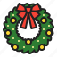 arrangement, christmas, decoration, plants, ribbon, winter, wreath 