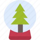 snow, ball, globe, pine, tree, christmas