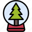 snow, ball, globe, pine, tree, christmas 