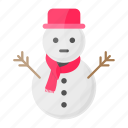 christmas, snowman, snow craft, snowfall, muffler, hat