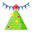 decoration, holiday, event, festive, christmas tree, stars, bunting