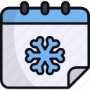 calendar, winter holiday, snowflake, snow, schedule, date, winter season