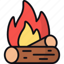 campfire, bonfire, outdoor, camping, flame, hot, firewood