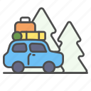 winter, car, travel, holiday, wagon