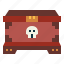 chest, box, treasure, skull 