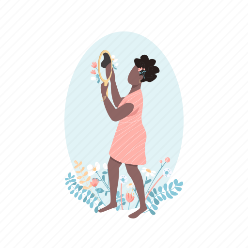 African, woman, self love, positive, bodypositive illustration - Download on Iconfinder