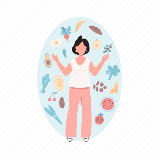 Woman, healthy, food, vegetables, diet illustration - Download on Iconfinder