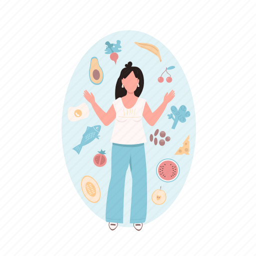 Woman, nutrition, diet, healthy, food illustration - Download on Iconfinder